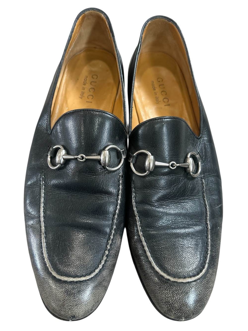 Gucci Horsebit distressed leather loafers black Size 7